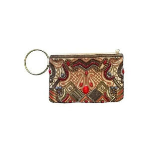 La Sera By Franchi Womens Paisley‎ Beaded Pouch Clutch Purse Multicolor